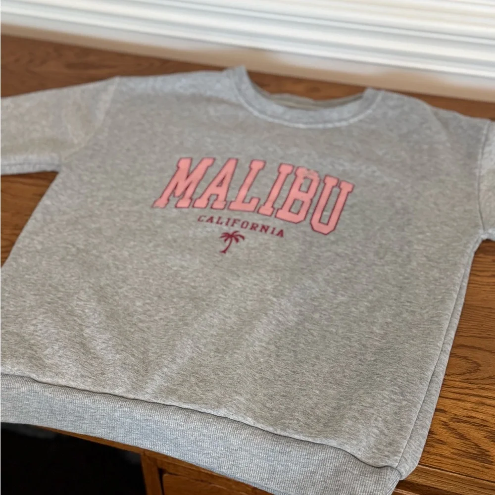 SHEIN BRAND, Gray Distressed Malibu California Sweatshirt, Women's Clothing-SM - Picture 2 of 10